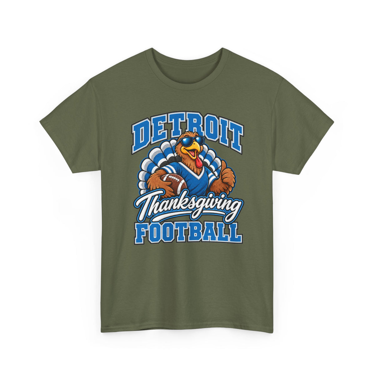 Detroit Thanksgiving Football Tee — Turkey Mascot Game Day Shirt