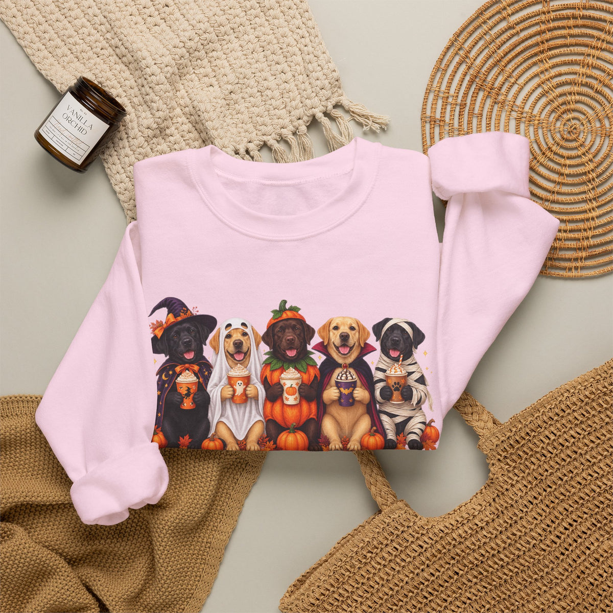 Halloween Dogs Crewneck Sweatshirt — Cute Puppies in Costumes Fall Pullover
