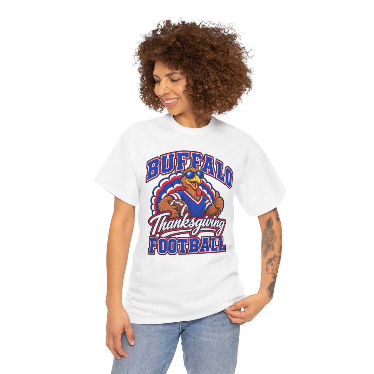 Buffalo Thanksgiving Football T-Shirt — Turkey Mascot Game Day Tee