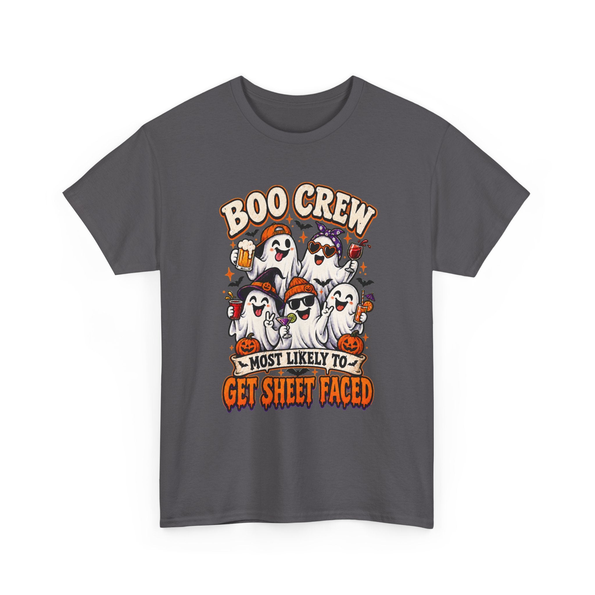 Boo Crew Halloween T-Shirt — “Most Likely to Get Sheet Faced” Funny Ghost Party Tee