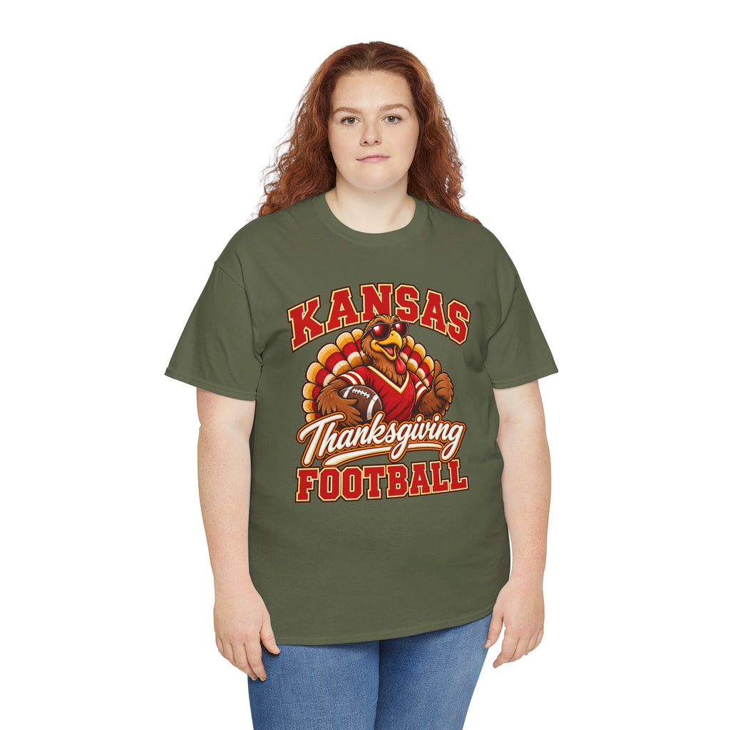 Kansas Thanksgiving Football T‑Shirt — Turkey Mascot Holiday Game Tee