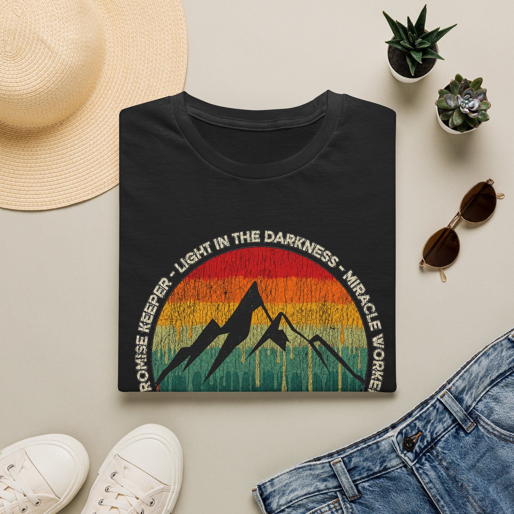 Waymaker Mountain T-Shirt — “Promise Keeper, Light in the Darkness” Christian Graphic Tee