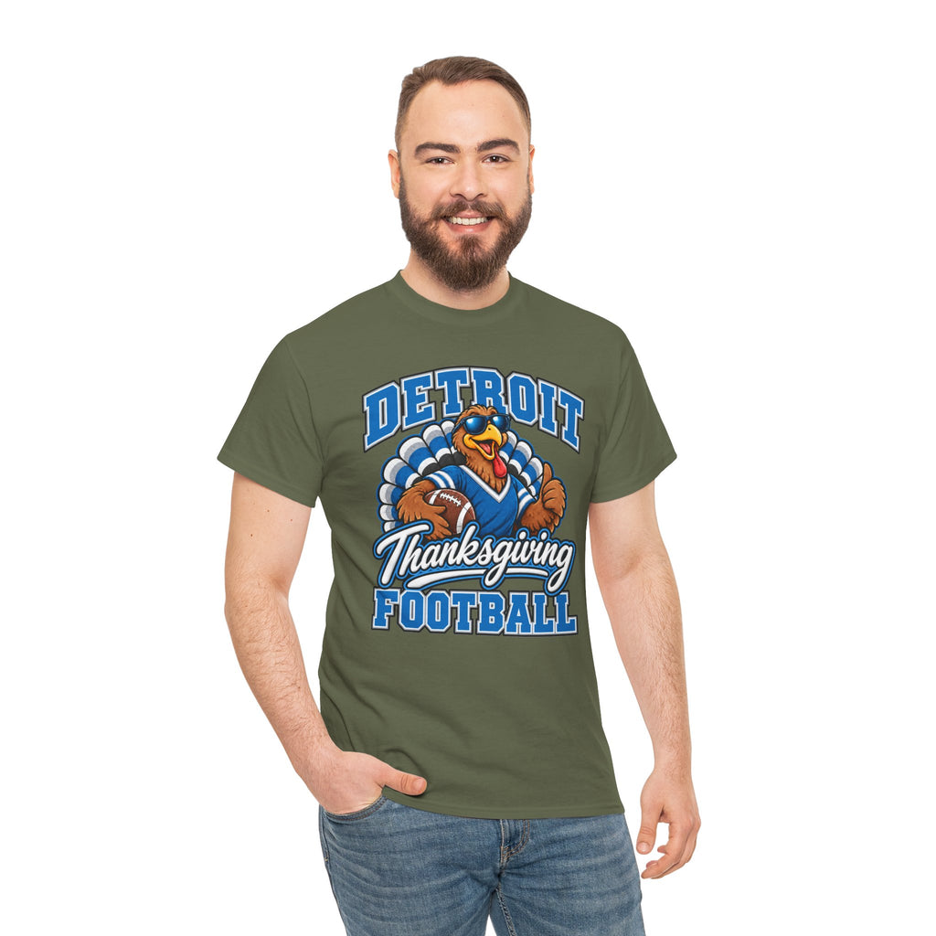 Detroit Thanksgiving Football Tee — Turkey Mascot Game Day Shirt