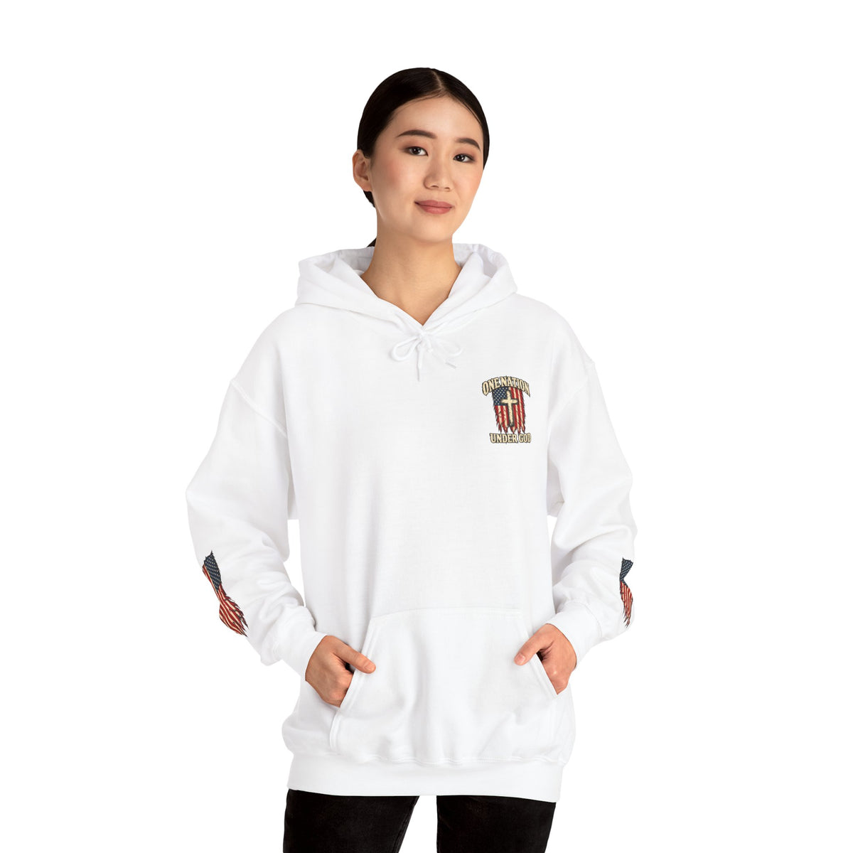 One Nation Under God Patriotic Cross Hoodie