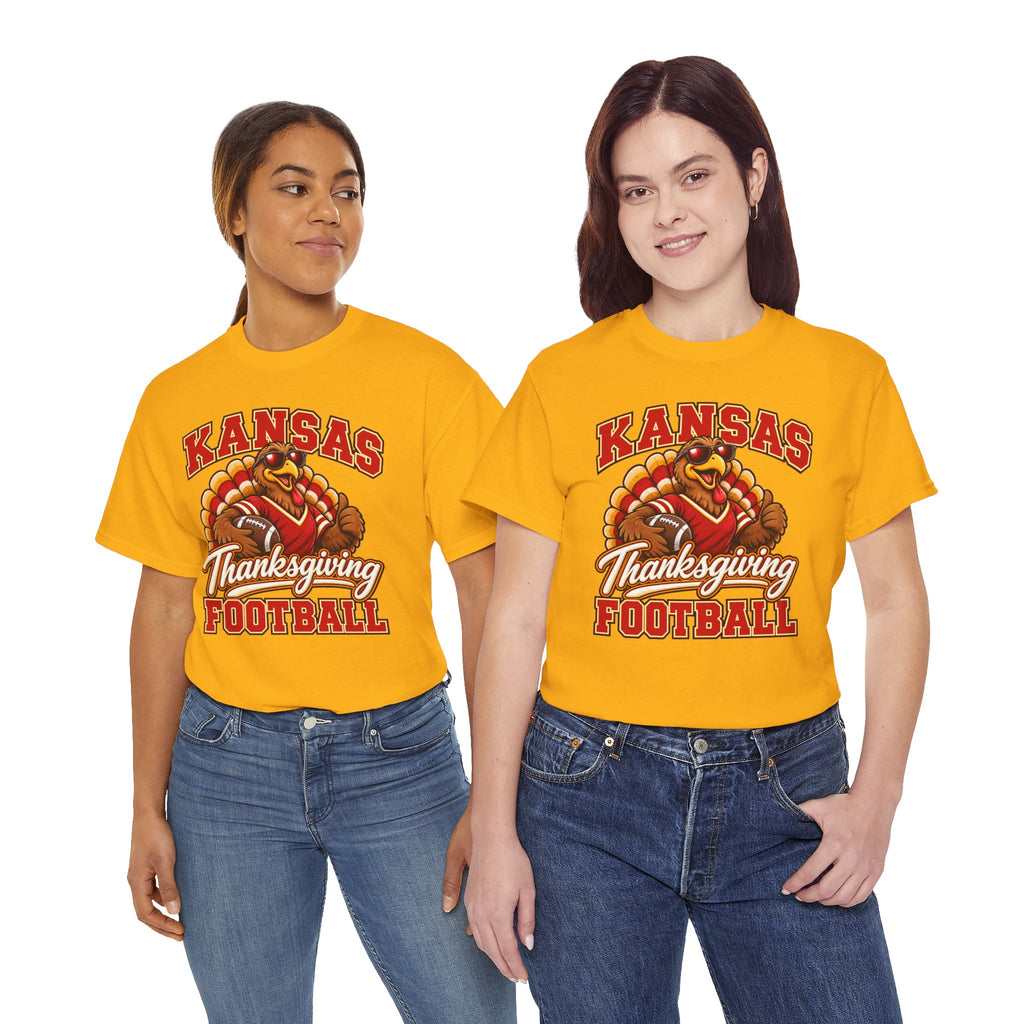 Kansas Thanksgiving Football T‑Shirt — Turkey Mascot Holiday Game Tee
