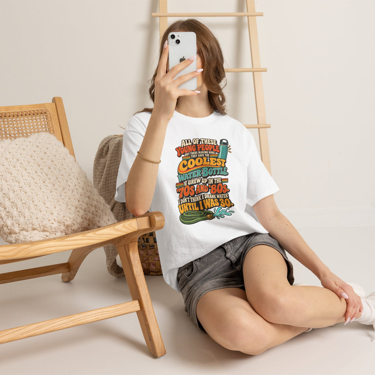 Retro 70s-80s Funny Water Bottle Tee — "Coolest Water Bottle" Graphic T-Shirt