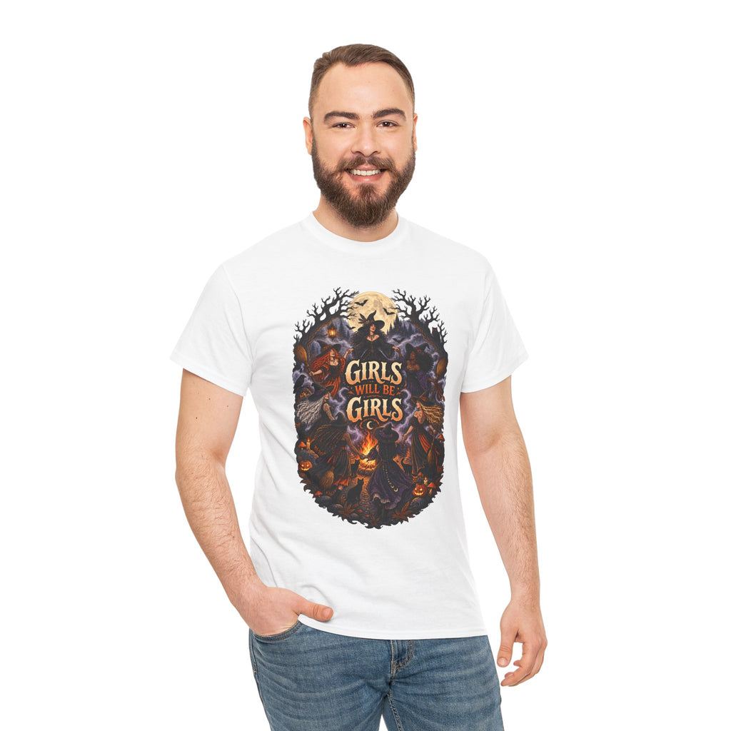 Girls Will Be Girls T-Shirt — Witchy Campfire Illustration Tee