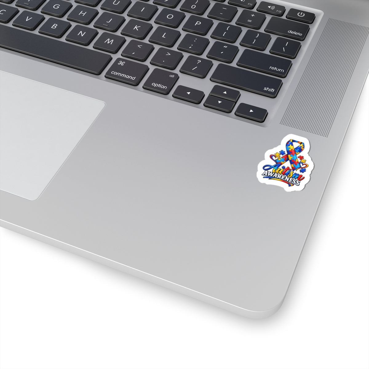 Autism Awareness Ribbon Kiss-Cut Sticker — Colorful Puzzle Heart Support Decal