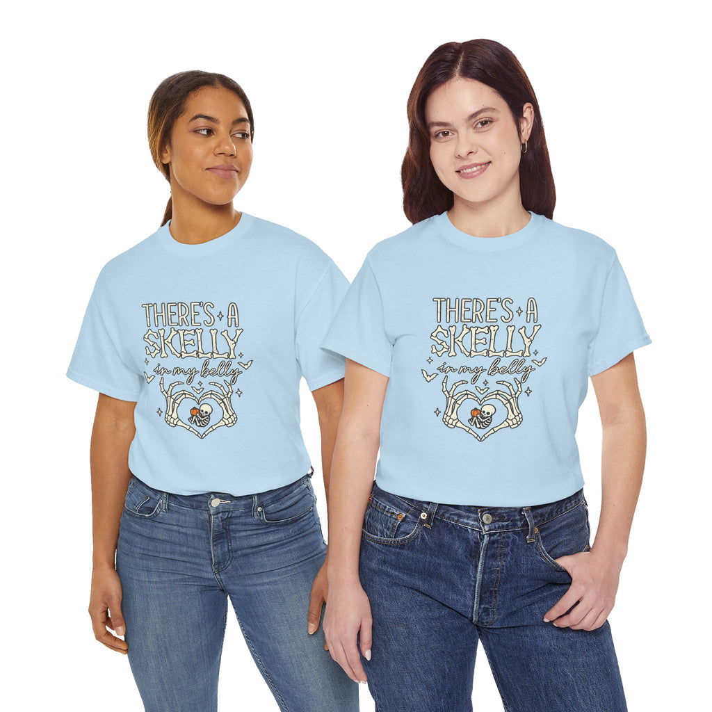 Skeleton Heart T‑Shirt — "There's a Skelly in My Belly" Cute Halloween Tee