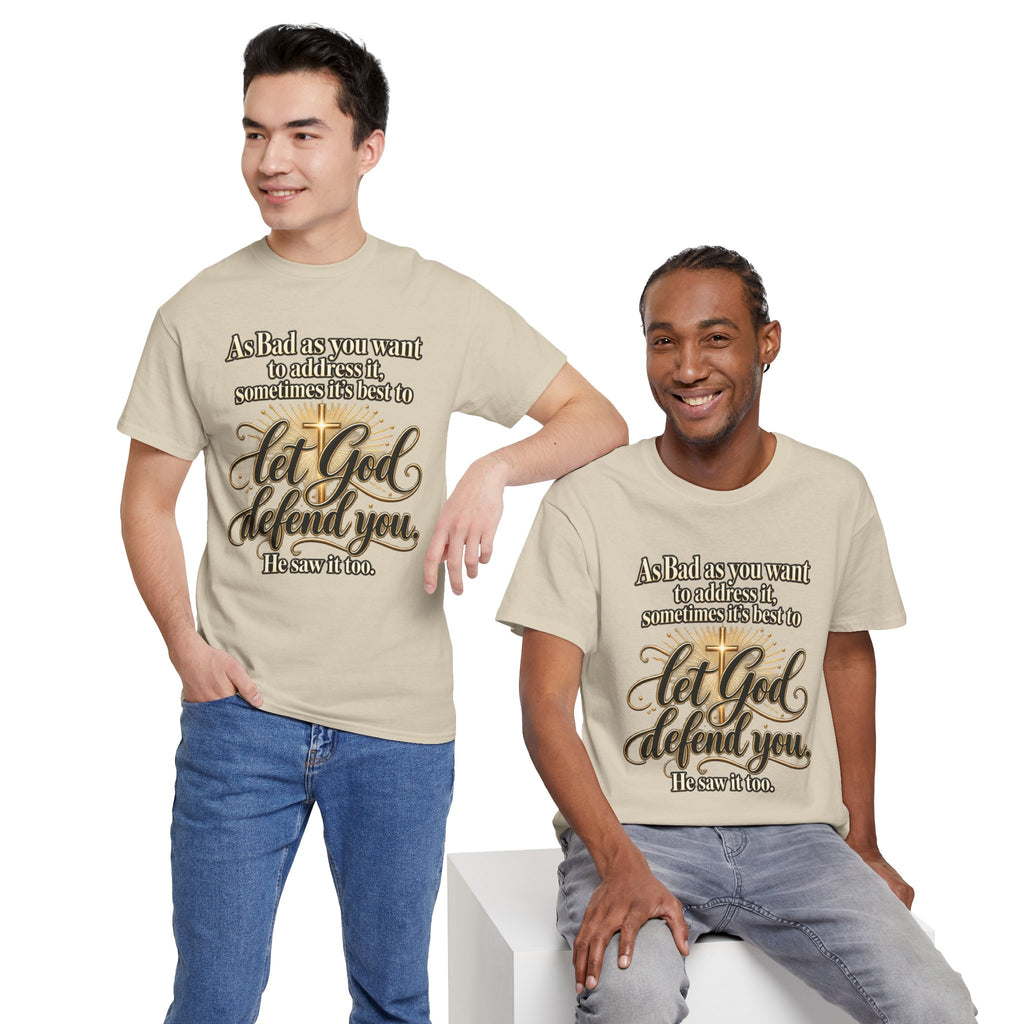 Let God Defend You Inspirational Christian T-Shirt