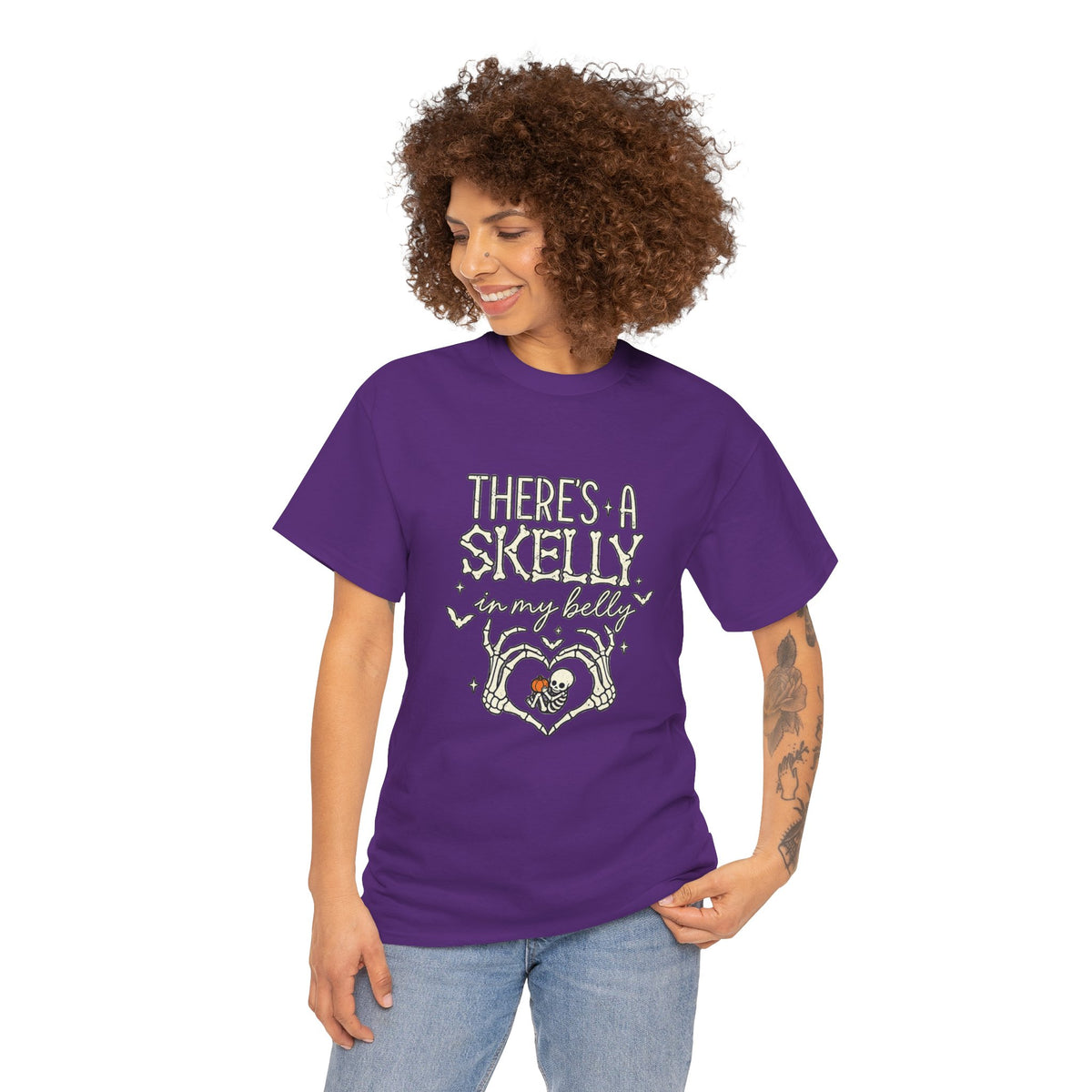 Skeleton Heart T‑Shirt — "There's a Skelly in My Belly" Cute Halloween Tee