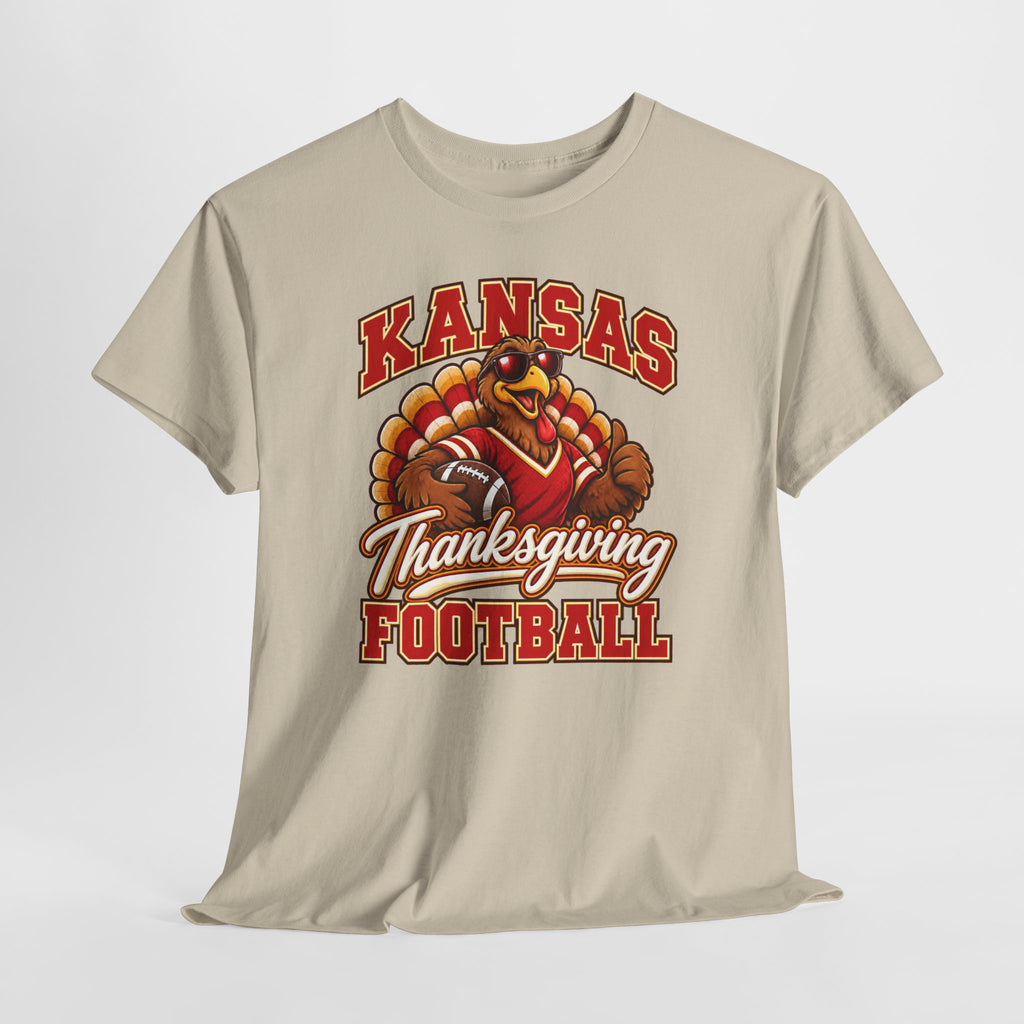 Kansas Thanksgiving Football T‑Shirt — Turkey Mascot Holiday Game Tee