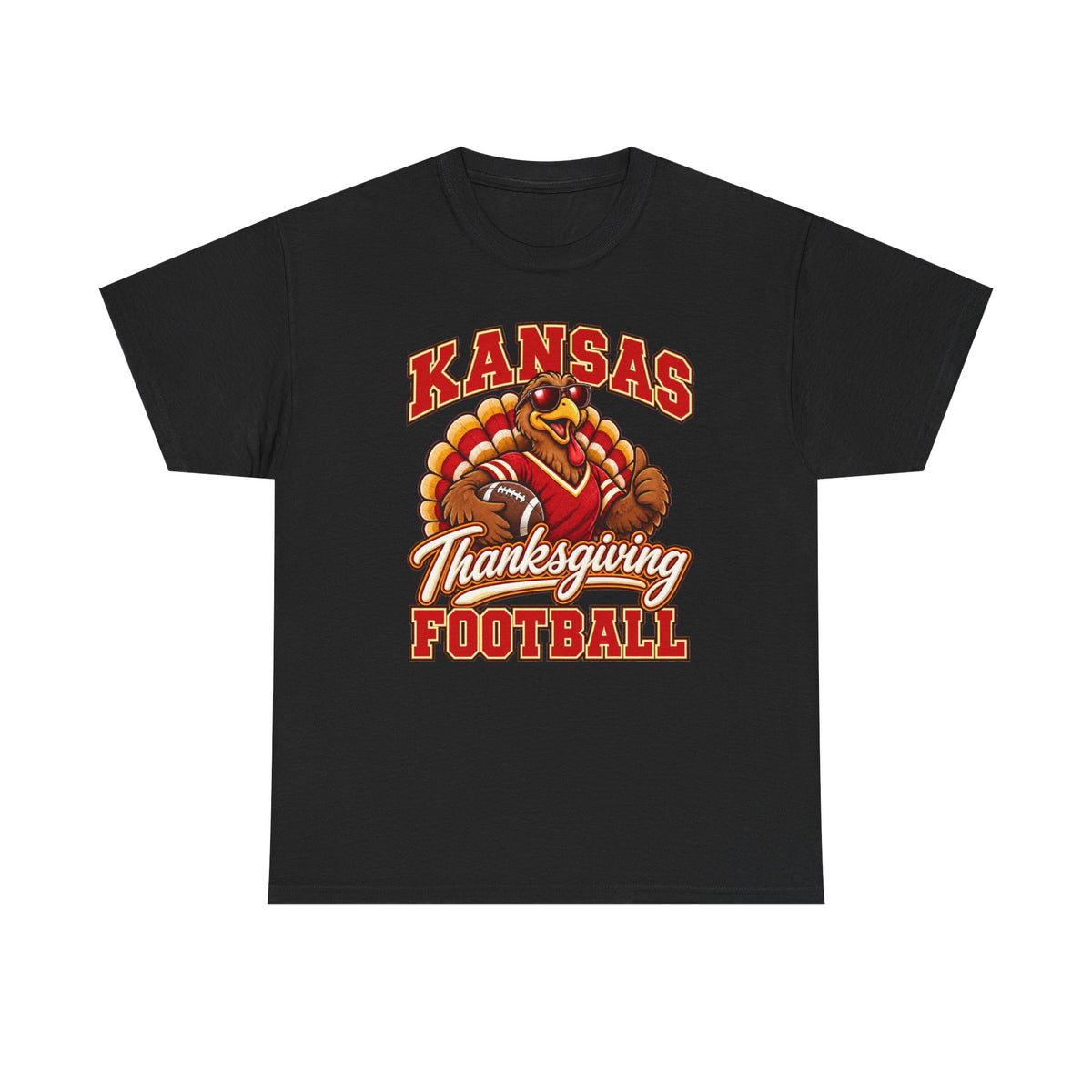 Kansas Thanksgiving Football T‑Shirt — Turkey Mascot Holiday Game Tee