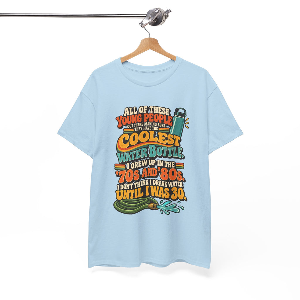 Retro 70s-80s Funny Water Bottle Tee — "Coolest Water Bottle" Graphic T-Shirt
