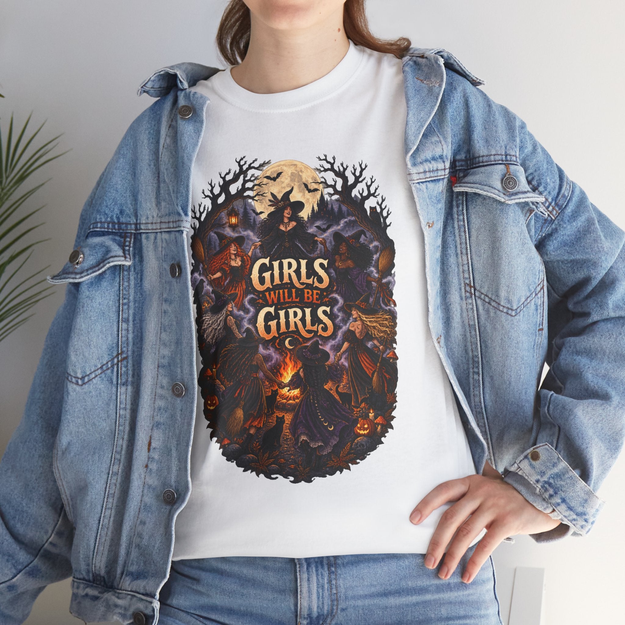 Girls Will Be Girls T-Shirt — Witchy Campfire Illustration Tee