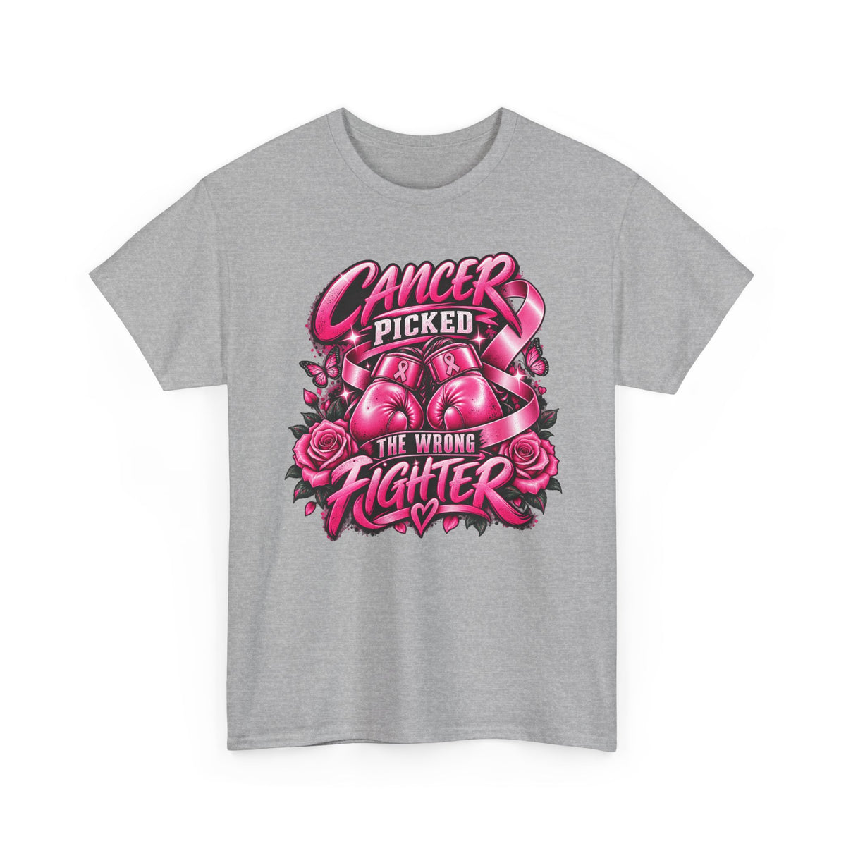 Cancer Picked The Wrong Fighter T-Shirt — Breast Cancer Awareness Support Tee
