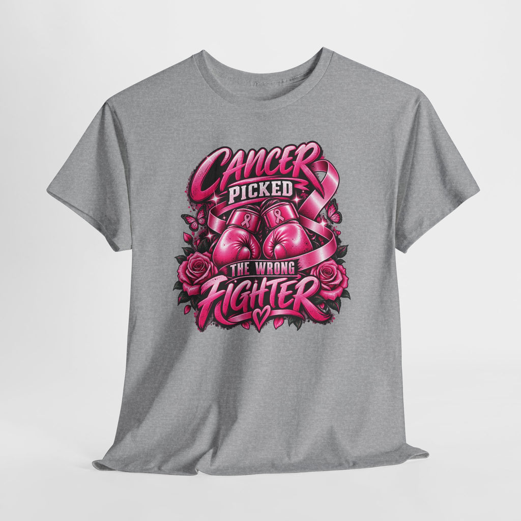 Cancer Picked The Wrong Fighter T-Shirt — Breast Cancer Awareness Support Tee