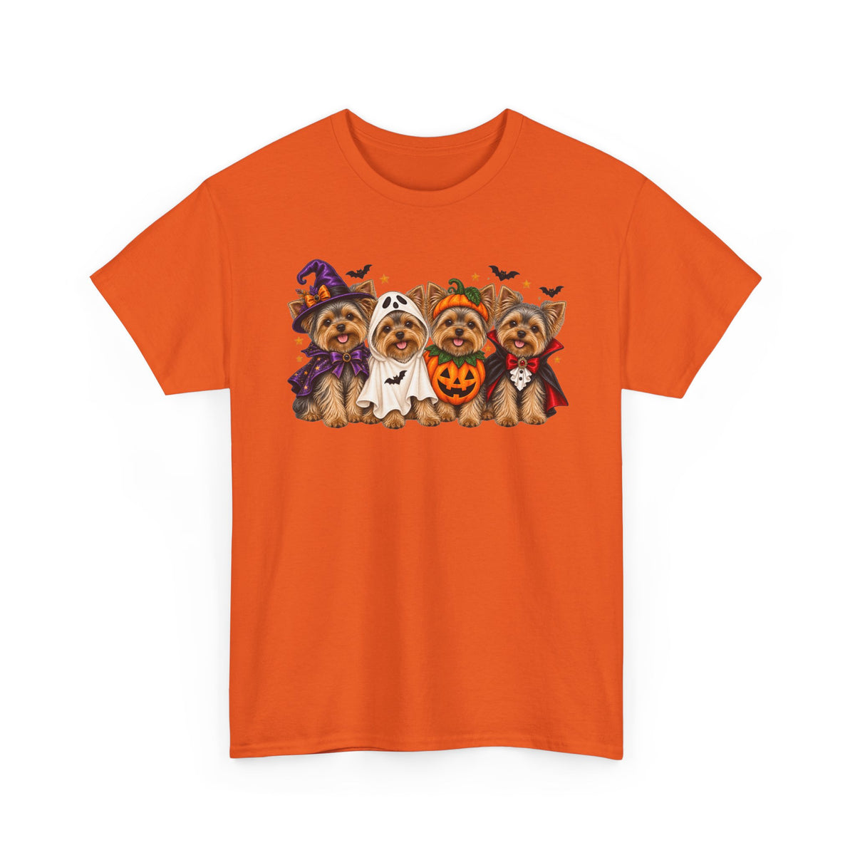 Halloween Yorkie T-Shirt — Cute Yorkies in Costumes (Pumpkin, Ghost, Witch, Vampire)