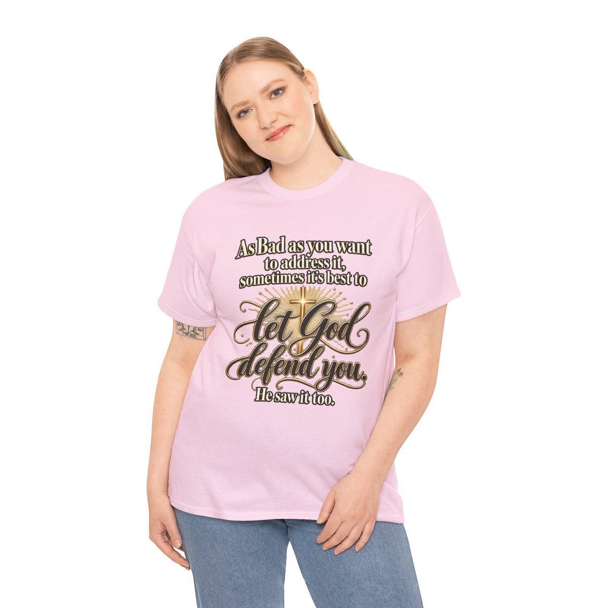 Let God Defend You Inspirational Christian T-Shirt