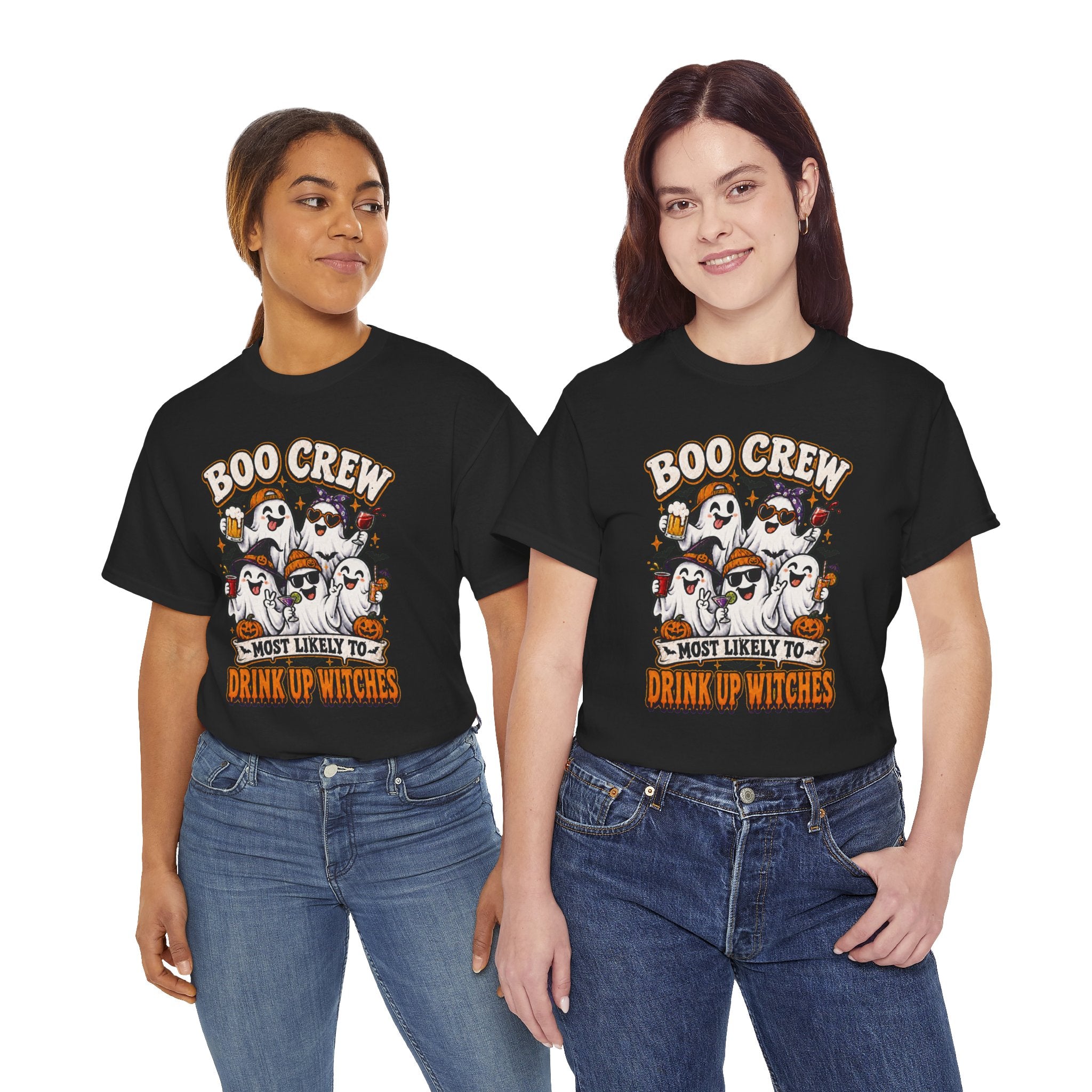 Boo Crew Halloween Tee — "Most Likely to Drink Up Witches" Ghost Party Shirt