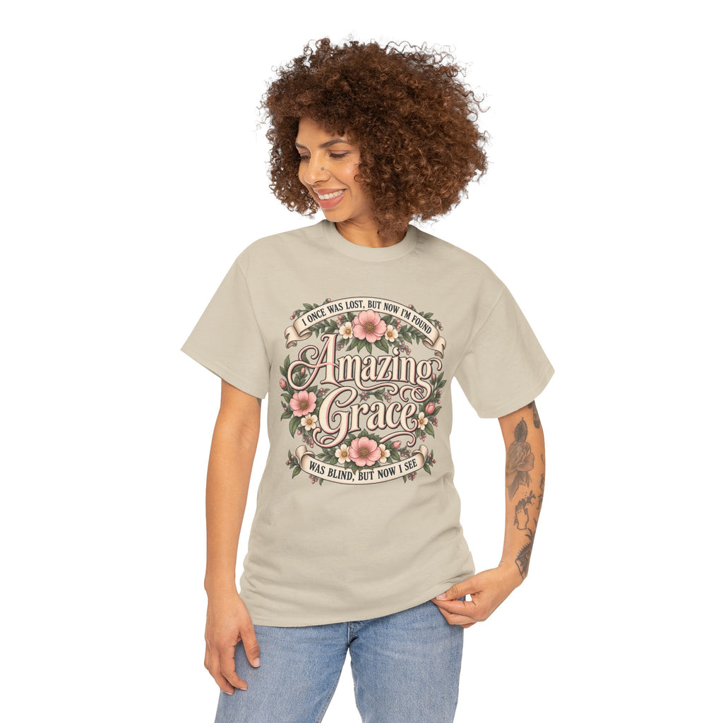 Amazing Grace Floral T-Shirt — Vintage Christian Faith Tee