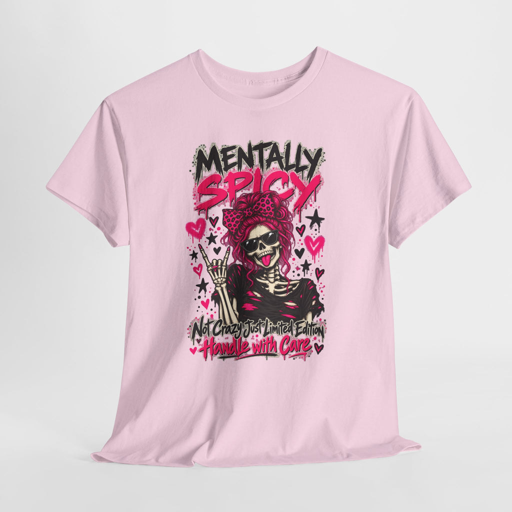 Mentally Spicy Skeleton Graphic T-Shirt