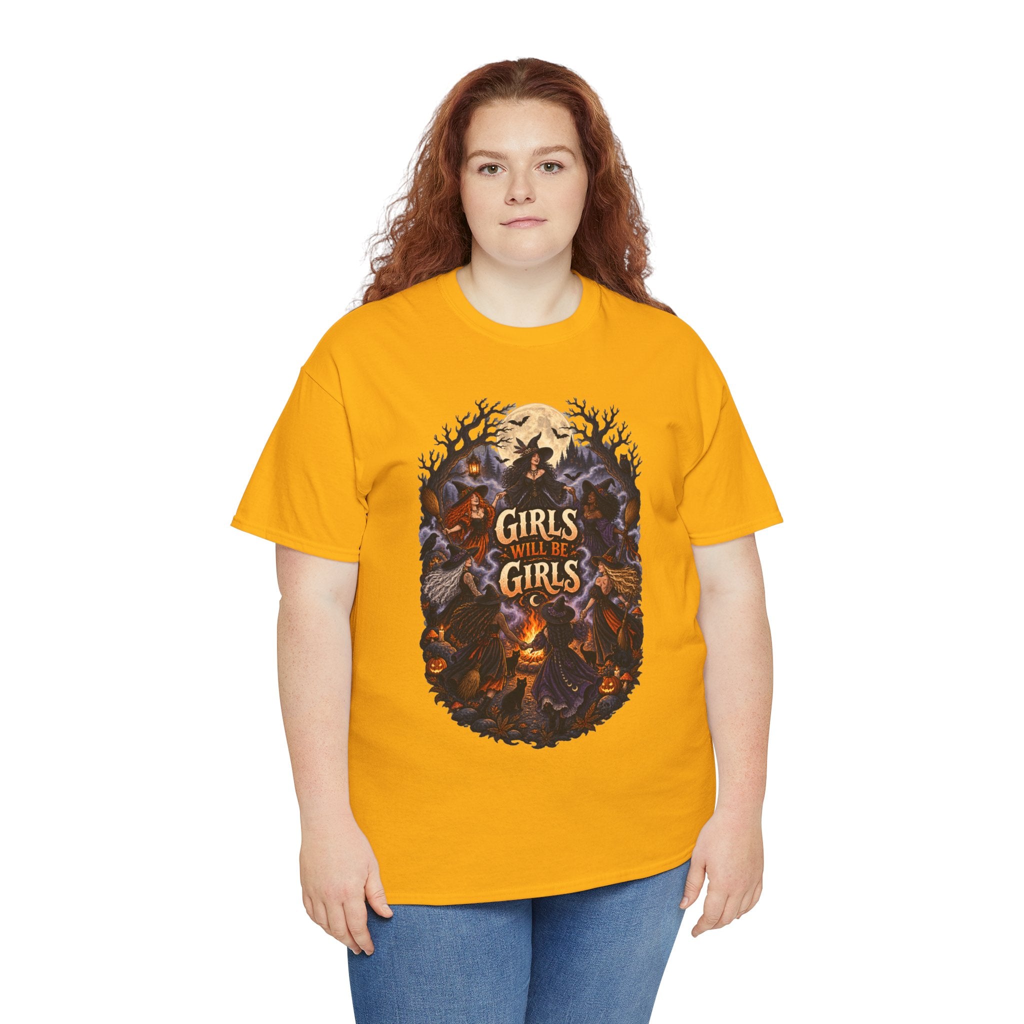 Girls Will Be Girls T-Shirt — Witchy Campfire Illustration Tee