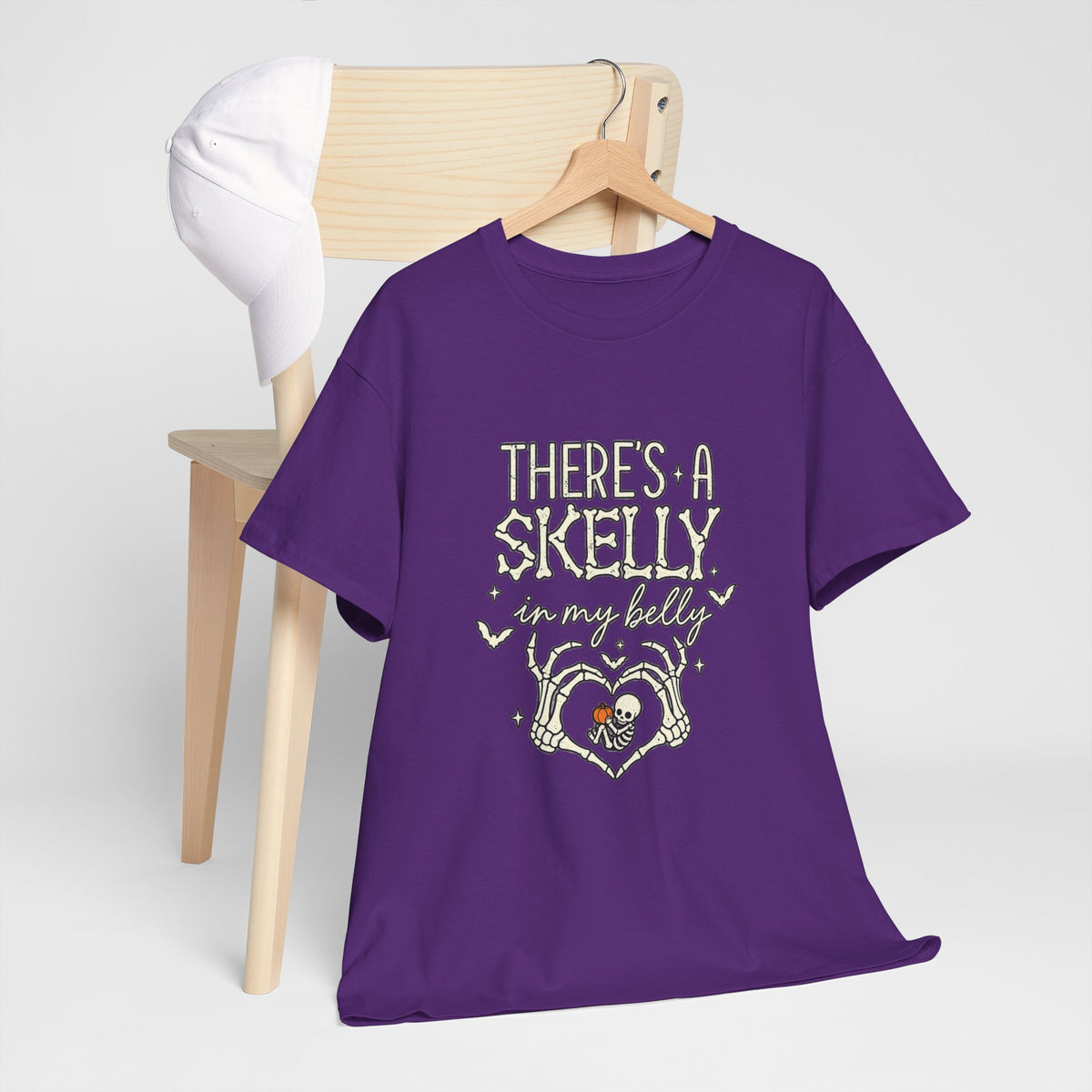 Skeleton Heart T‑Shirt — "There's a Skelly in My Belly" Cute Halloween Tee