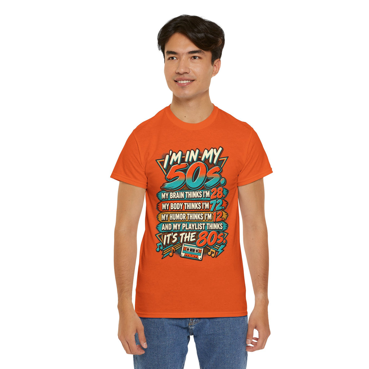 Retro 50s Birthday T‑Shirt — "I'm in My 50s" 80s Playlist Cassette Tee