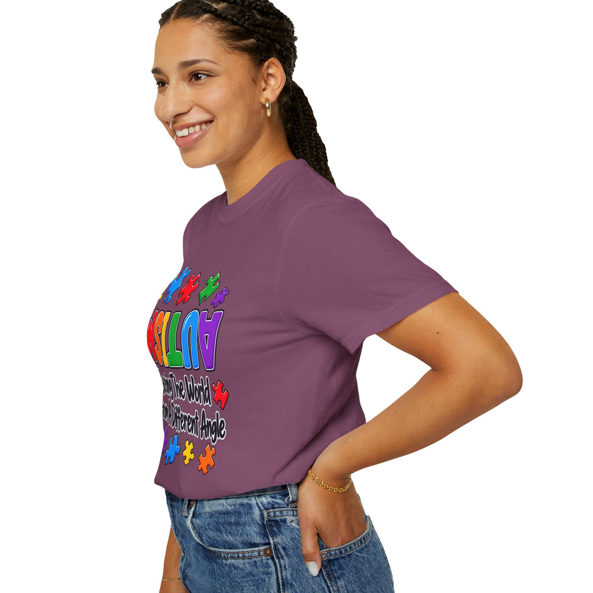 Autism Awareness T-Shirt — "Seeing the World From a Different Angle" Puzzle Design