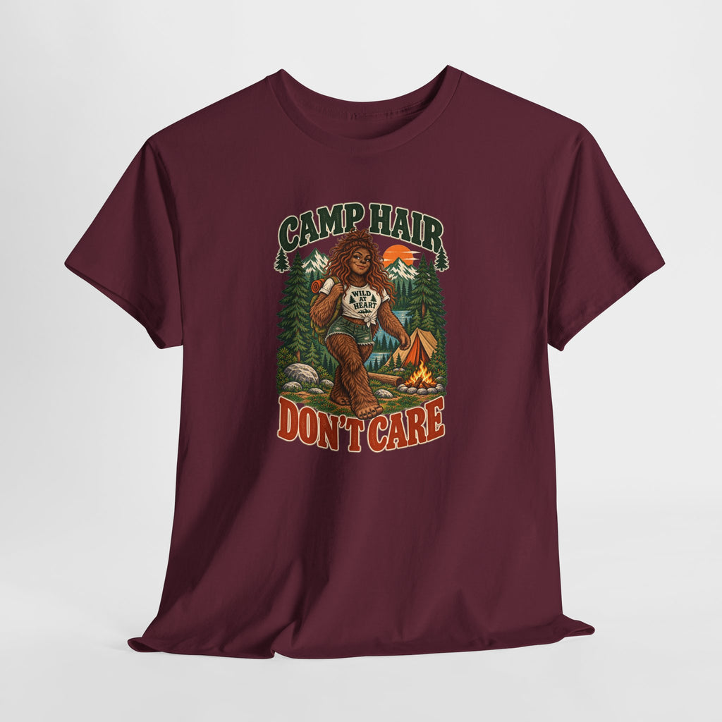 Camp Hair Don't Care T-Shirt — Retro Camping Graphic Tee