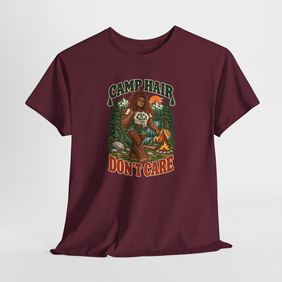 Camp Hair Don't Care T-Shirt — Retro Camping Graphic Tee