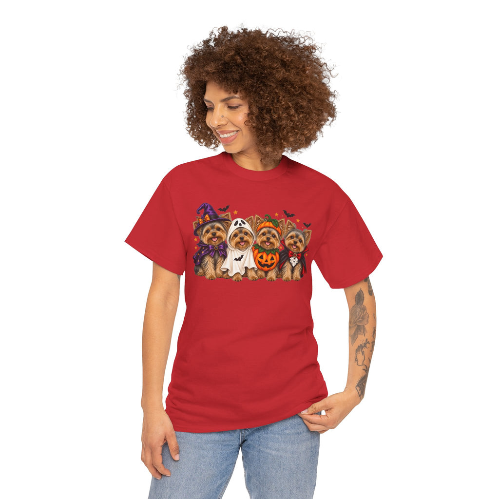 Halloween Yorkie T-Shirt — Cute Yorkies in Costumes (Pumpkin, Ghost, Witch, Vampire)