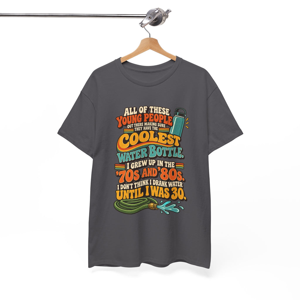 Retro 70s-80s Funny Water Bottle Tee — "Coolest Water Bottle" Graphic T-Shirt