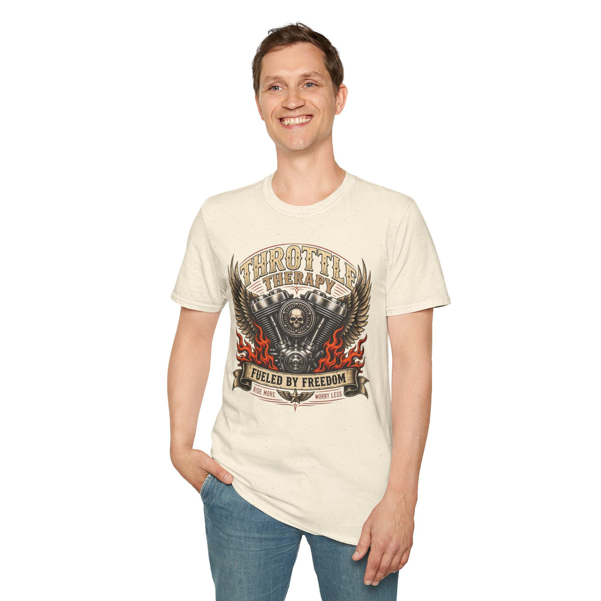 Throttle Therapy Motorcycle T‑Shirt — Fueled by Freedom Riding Tee