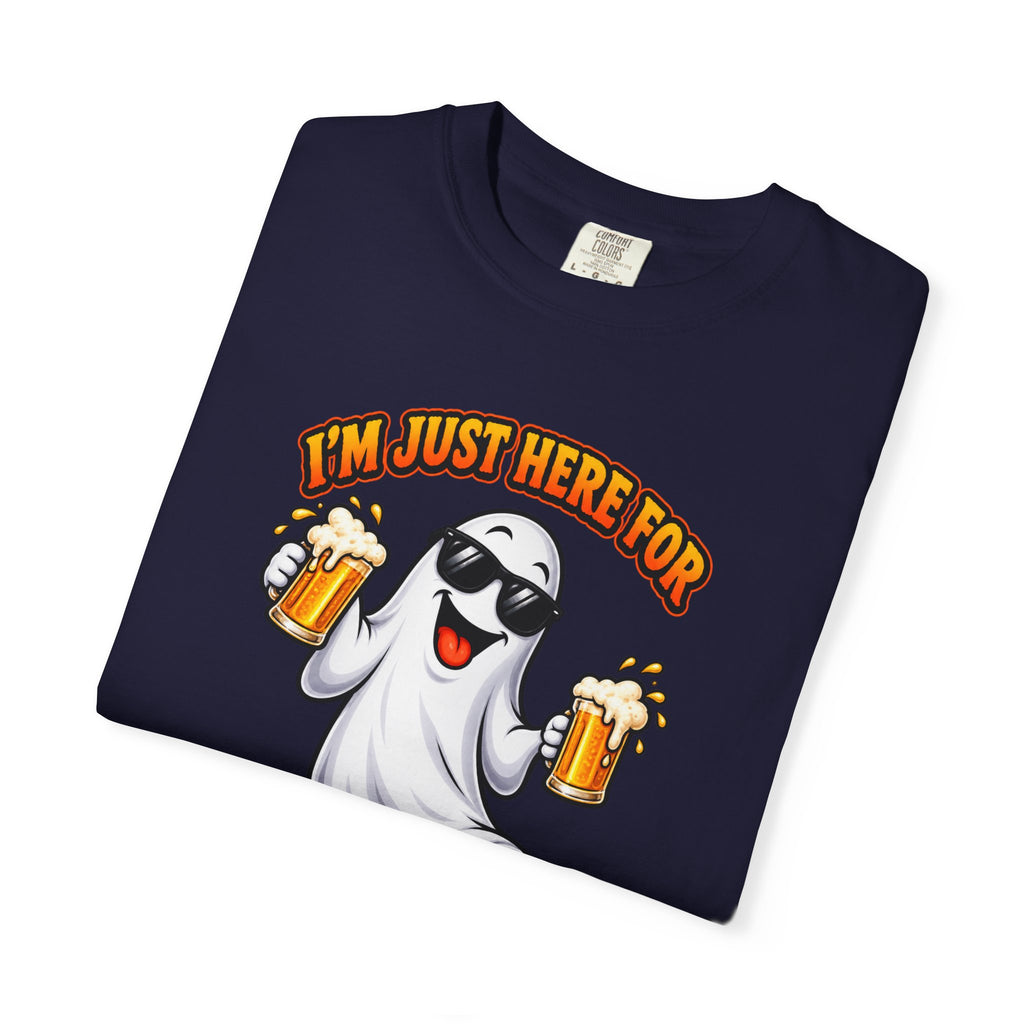 Halloween Beer Ghost T-Shirt - "I'm Just Here For The Boos" Party Tee