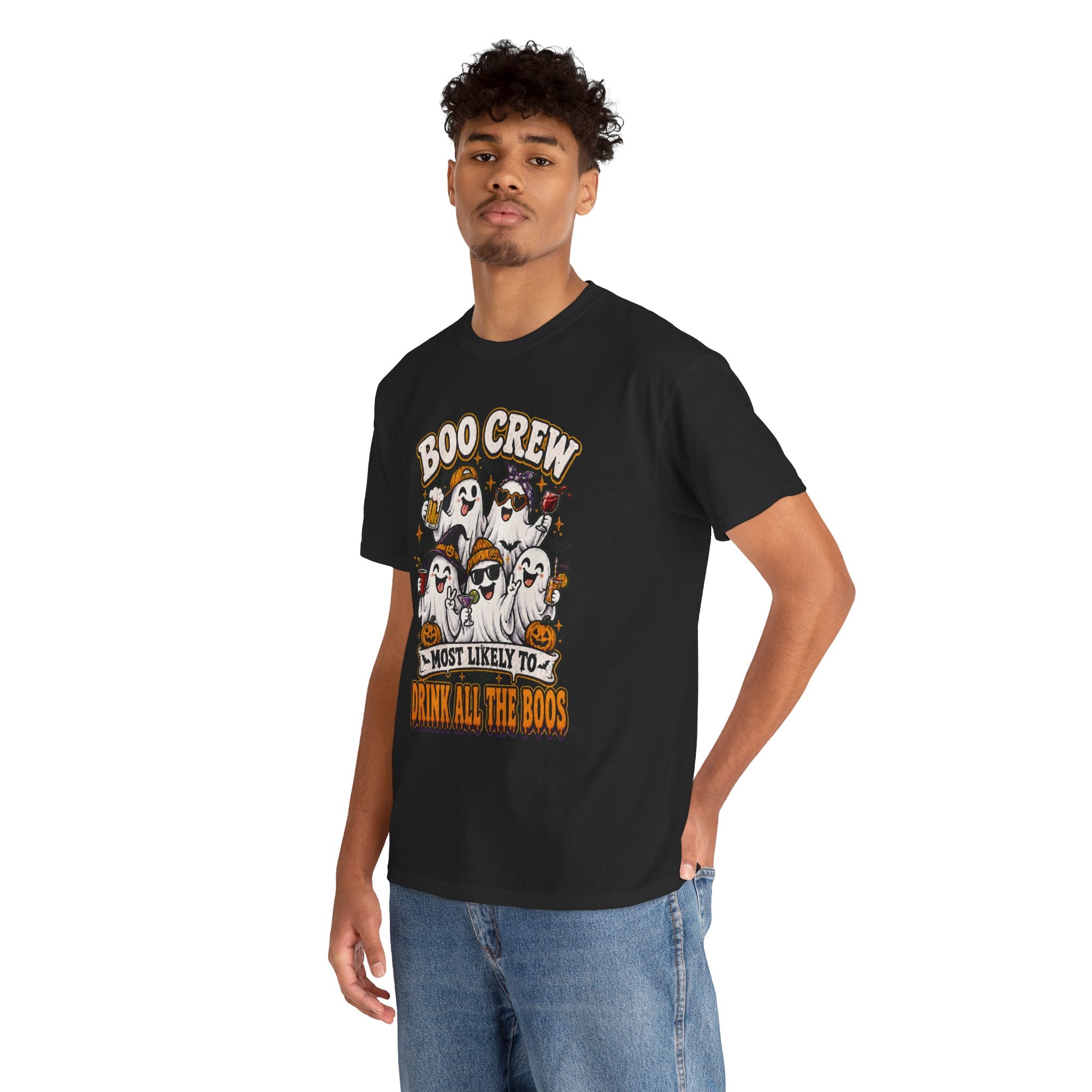 Boo Crew Halloween Tee — “Most Likely To Drink All The Boos” Ghost Party Shirt
