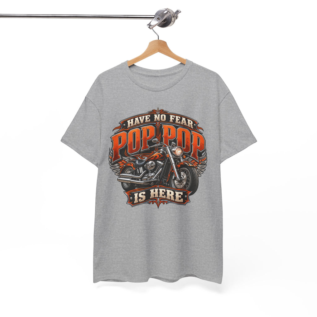 Pop Pop Is Here Motorcycle Dad T-Shirt