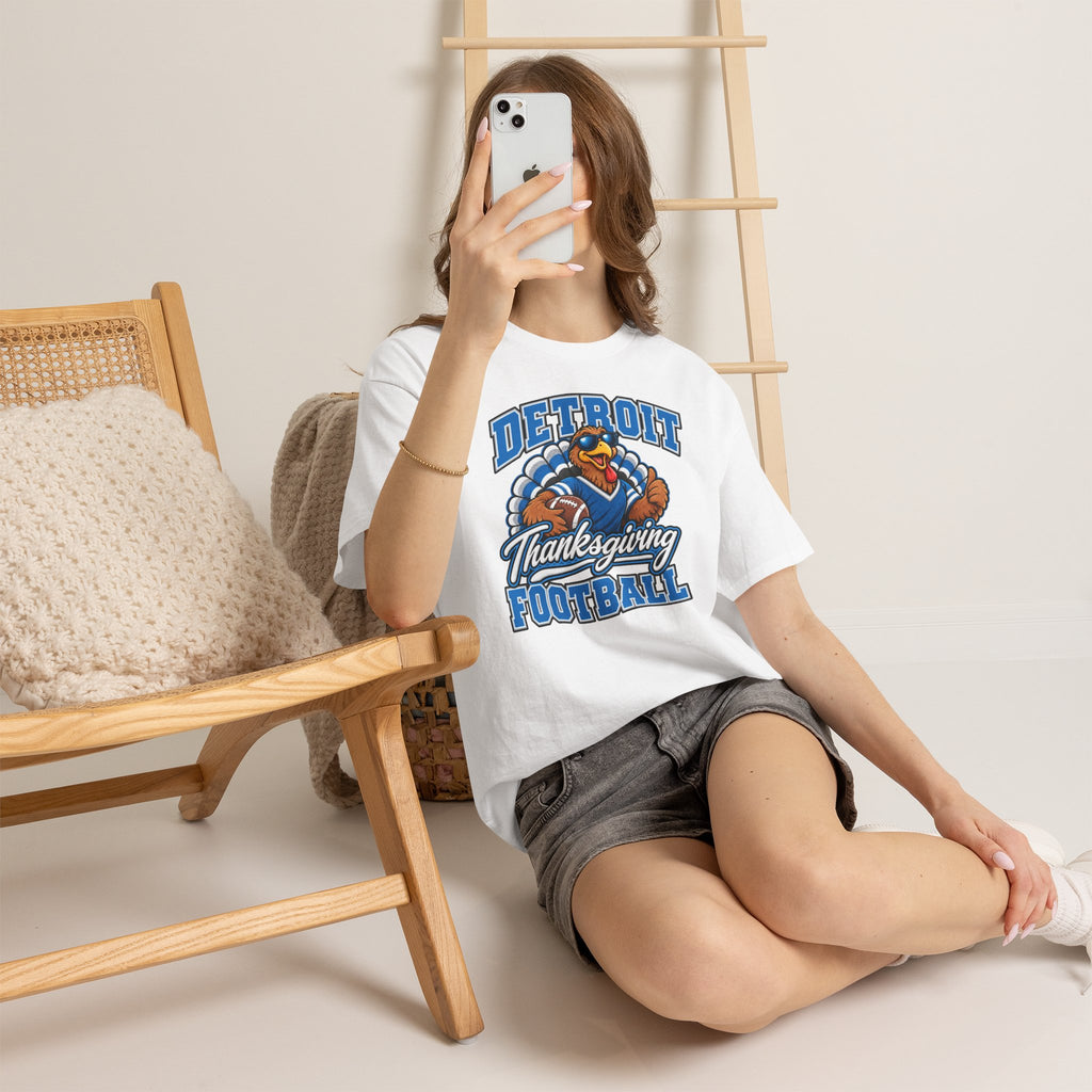 Detroit Thanksgiving Football Tee — Turkey Mascot Game Day Shirt