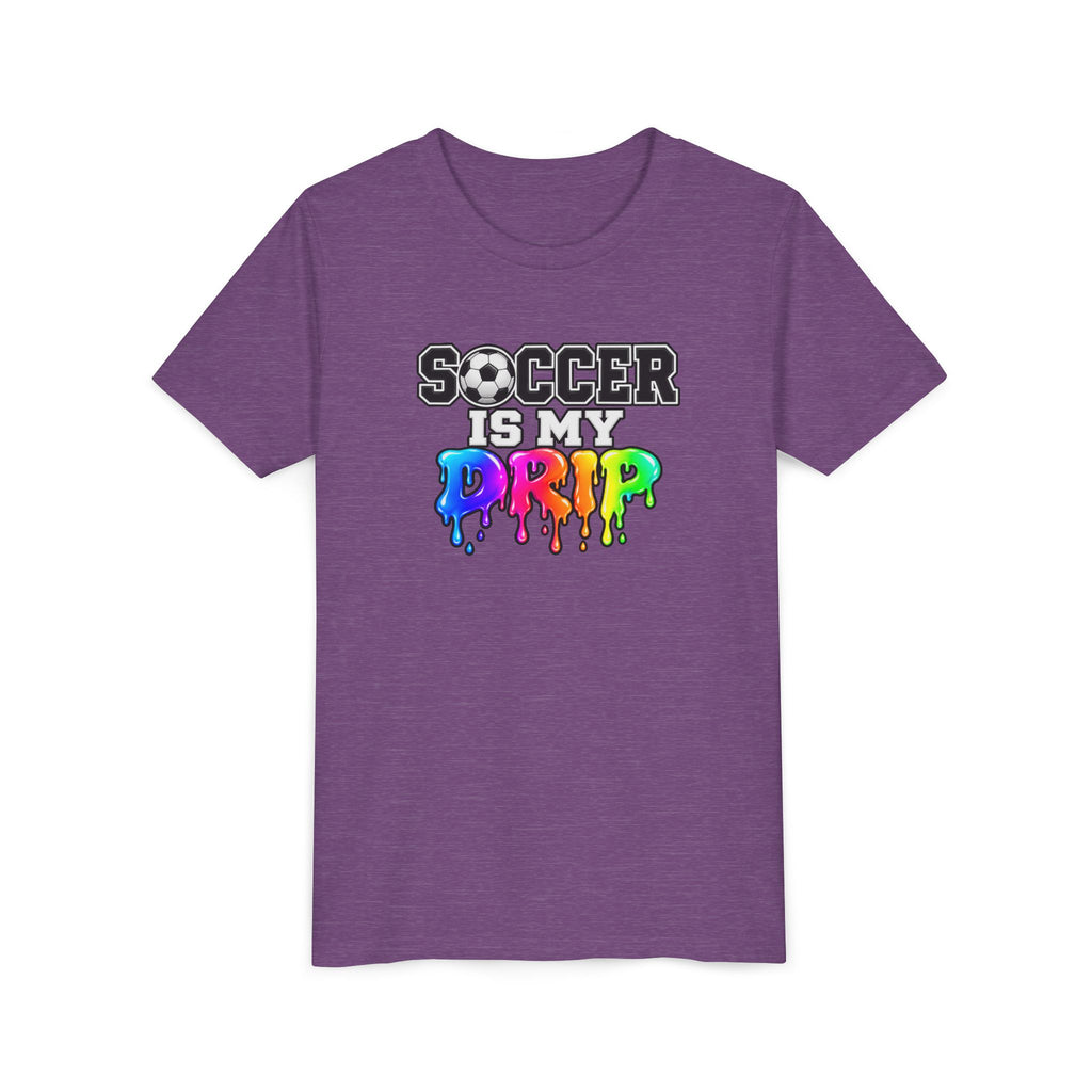 Youth Tee — "Soccer Is My Drip" Colorful Drip Soccer Graphic