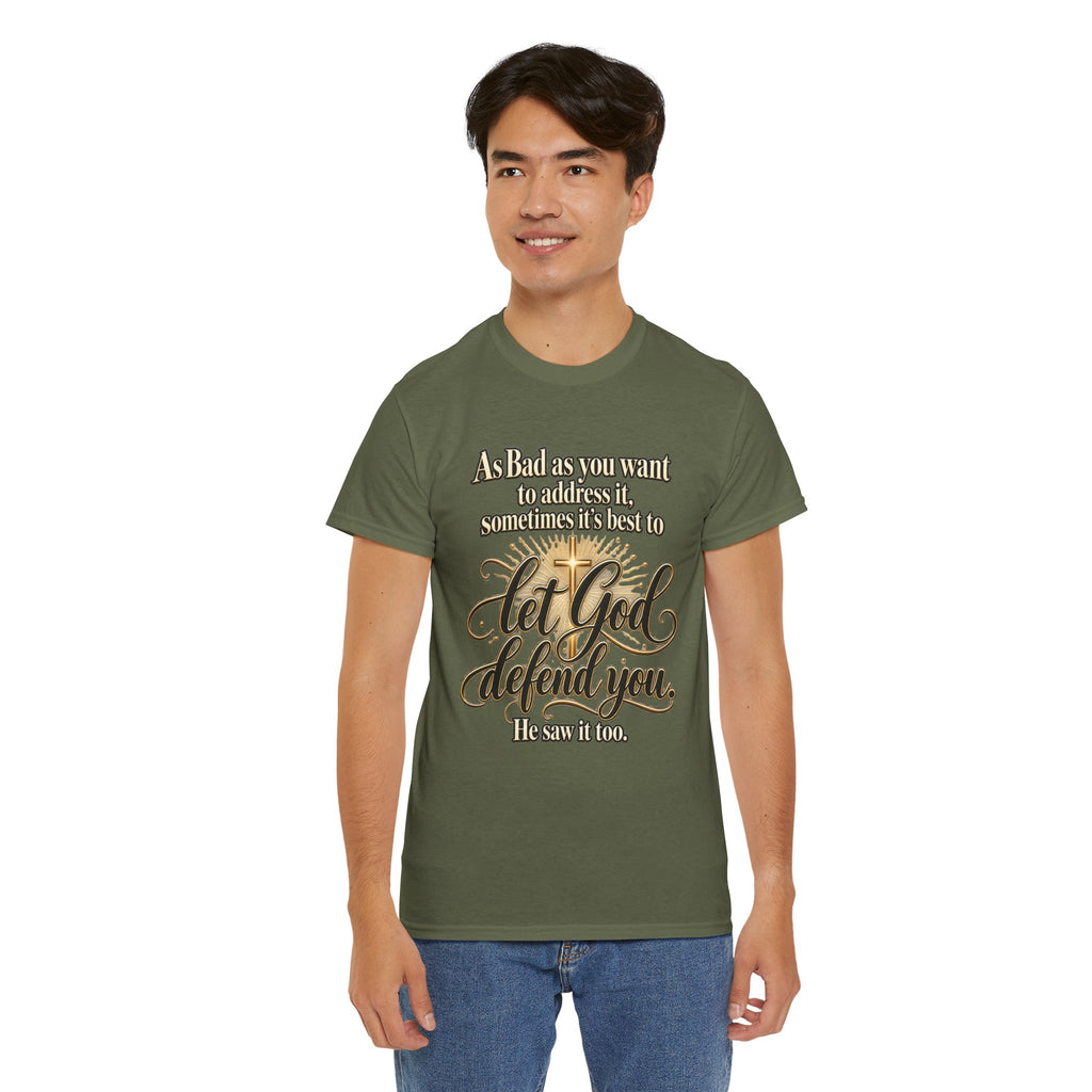 Let God Defend You Inspirational Christian T-Shirt