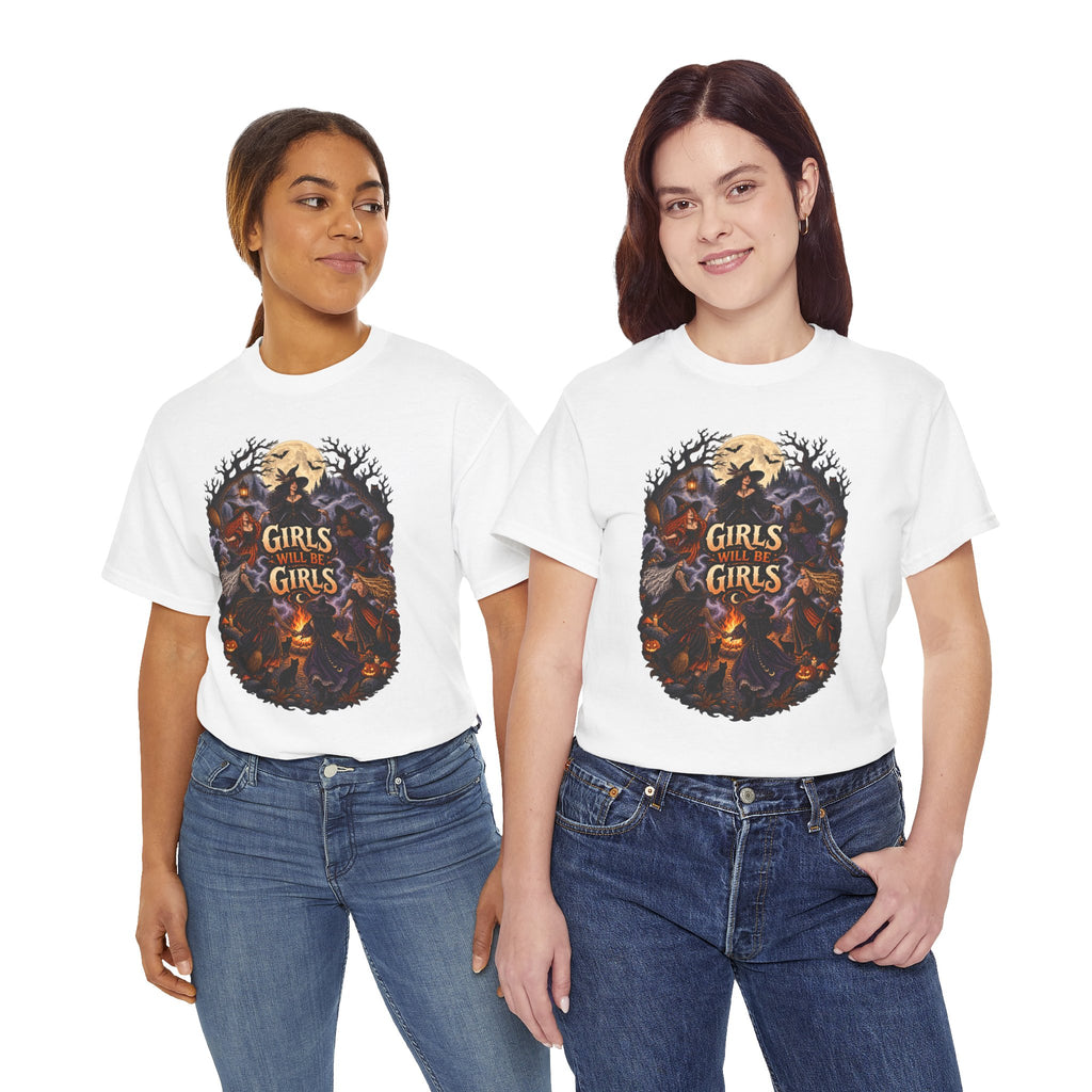 Girls Will Be Girls T-Shirt — Witchy Campfire Illustration Tee