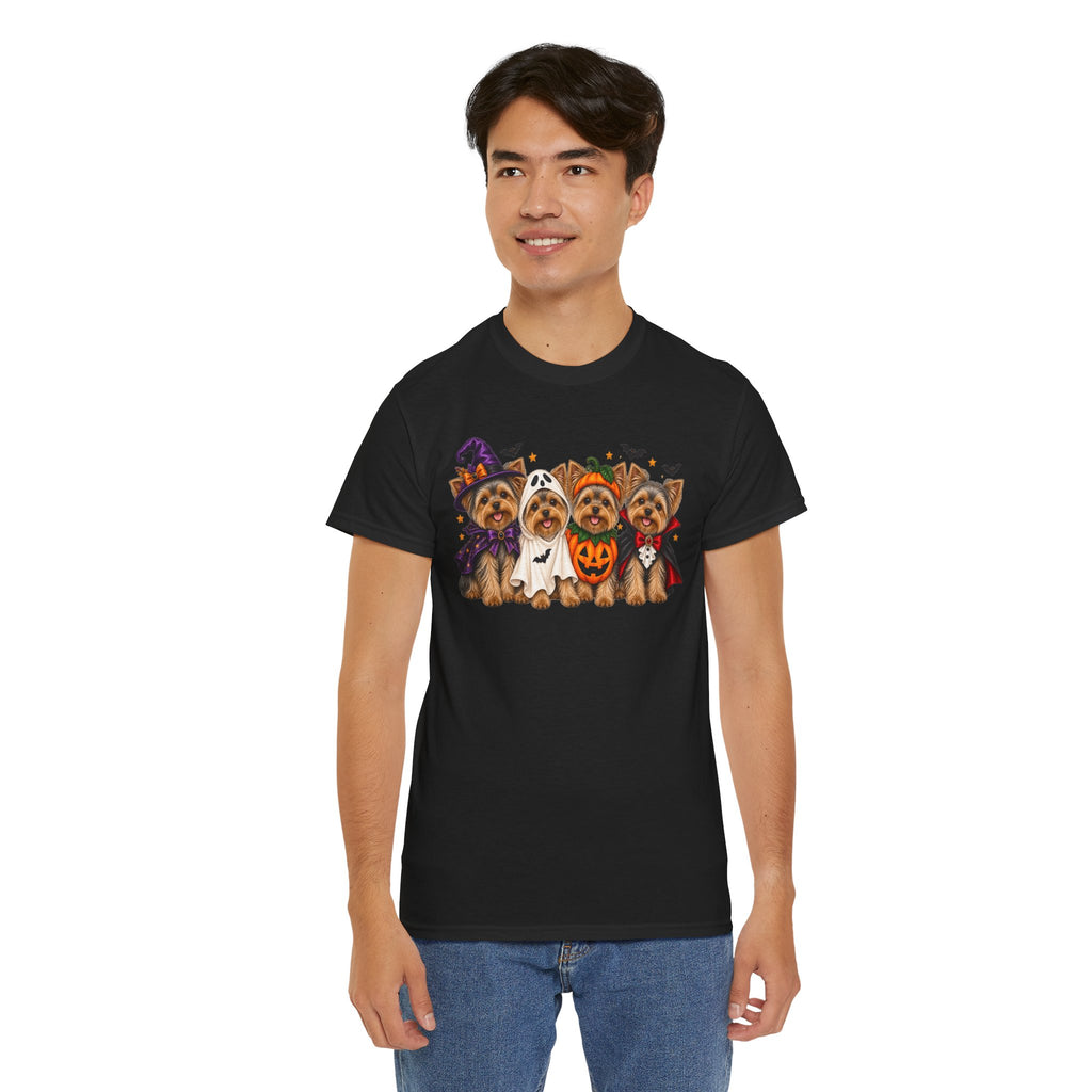 Halloween Yorkie T-Shirt — Cute Yorkies in Costumes (Pumpkin, Ghost, Witch, Vampire)