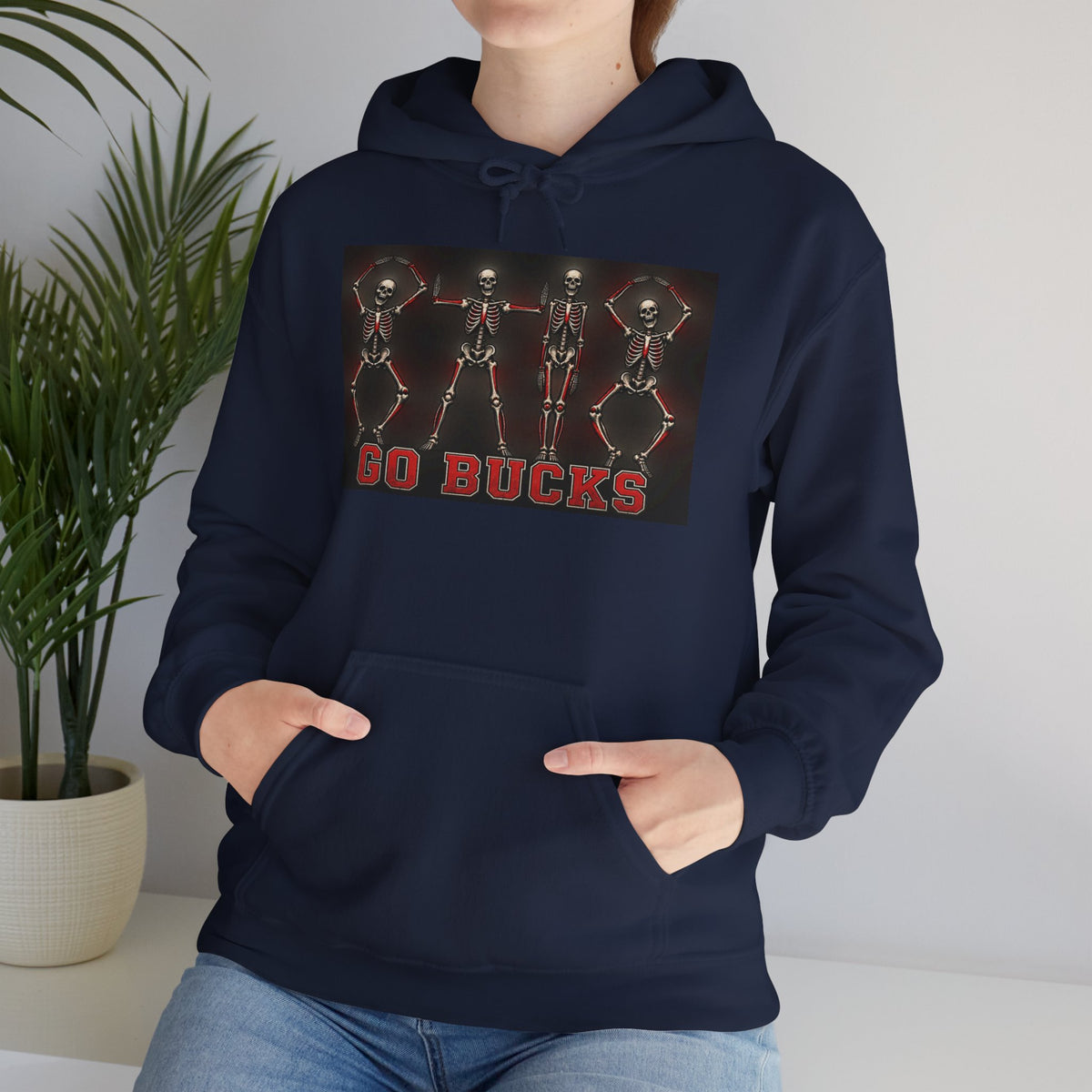 Go Bucks Hoodie — Vintage Red Deer Antlers Graphic Hooded Sweatshirt