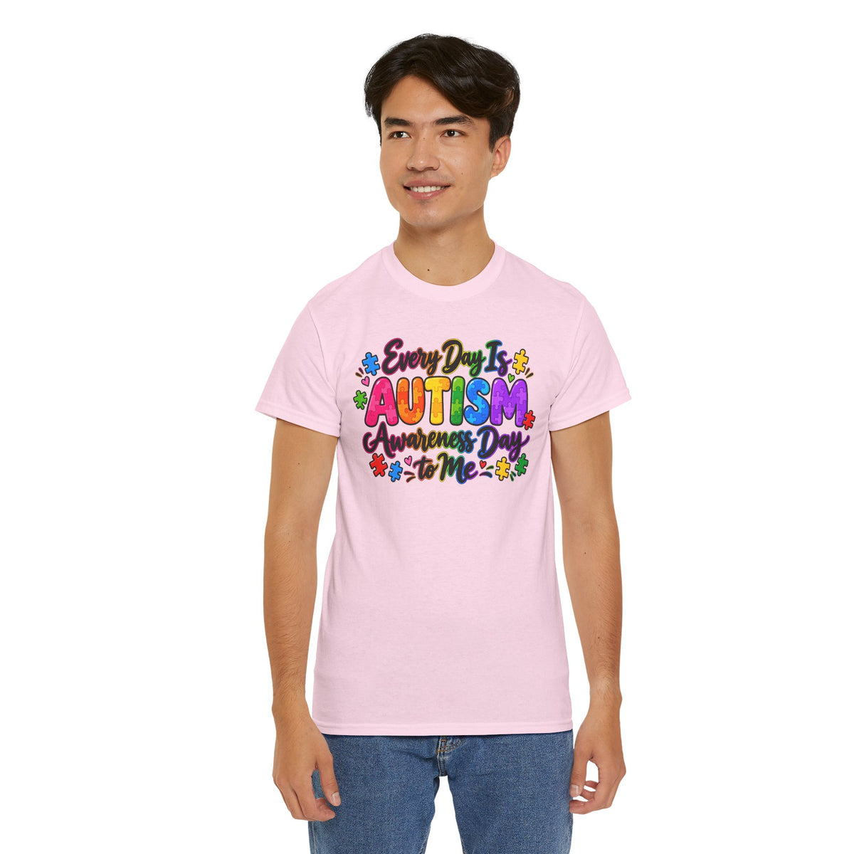 Autism Awareness T-Shirt — "Every Day Is Autism Awareness Day to Me" Colorful Puzzle Tee
