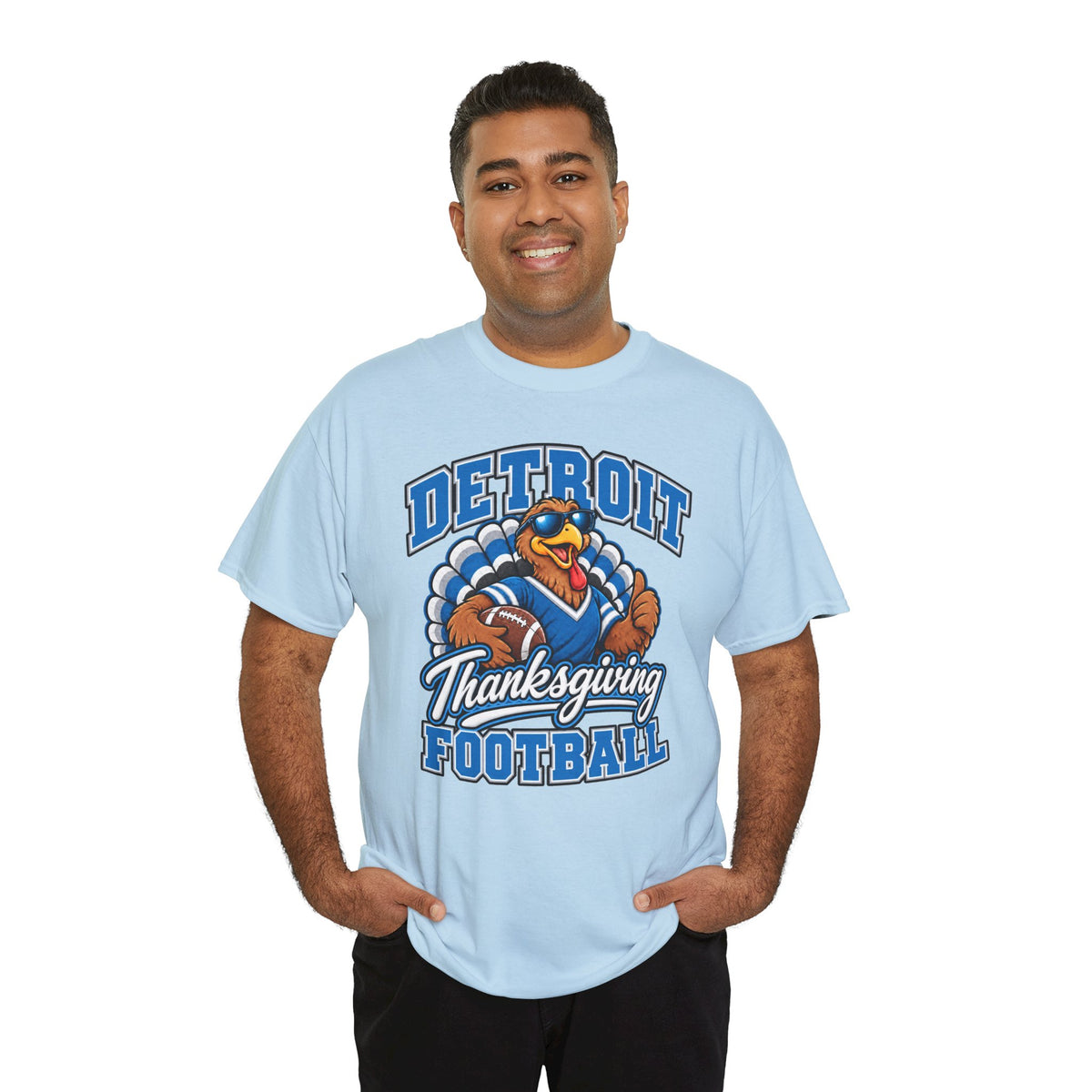 Detroit Thanksgiving Football Tee — Turkey Mascot Game Day Shirt