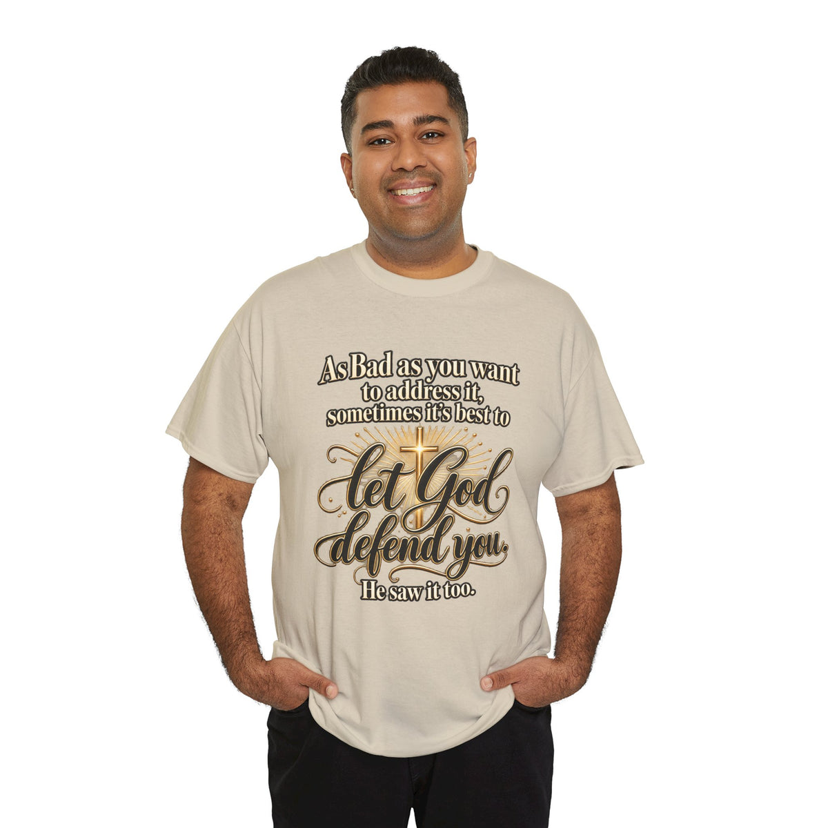 Let God Defend You Inspirational Christian T-Shirt