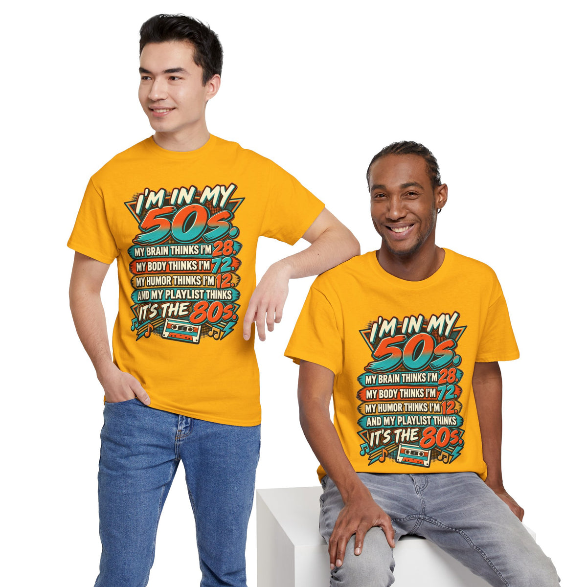 Retro 50s Birthday T‑Shirt — "I'm in My 50s" 80s Playlist Cassette Tee