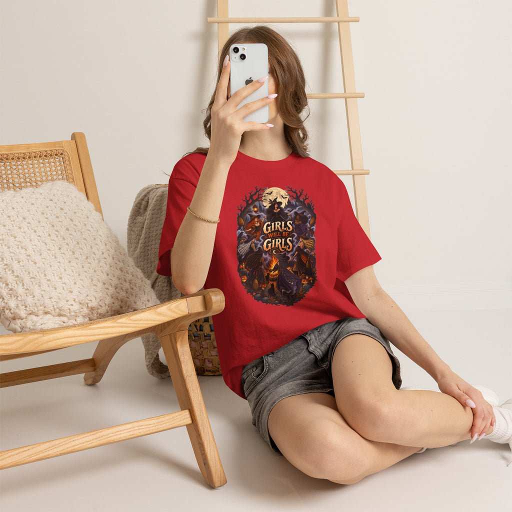 Girls Will Be Girls T-Shirt — Witchy Campfire Illustration Tee