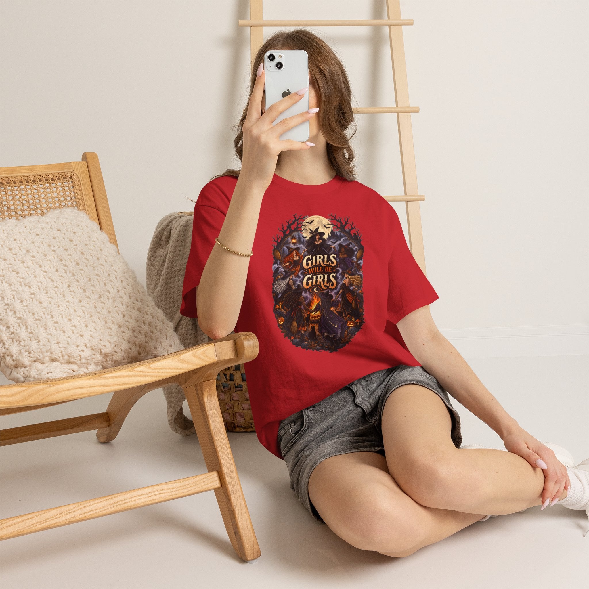 Girls Will Be Girls T-Shirt — Witchy Campfire Illustration Tee